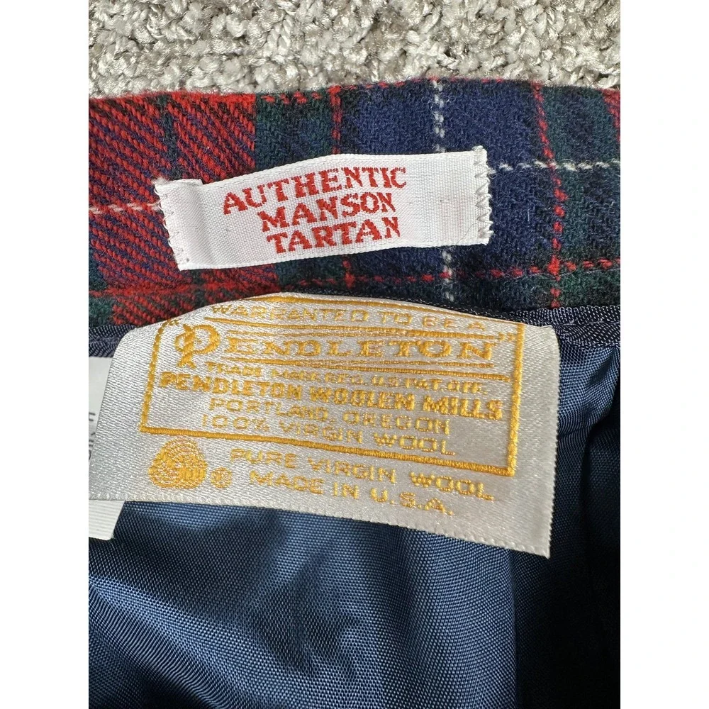 Vintage Pendleton Skirt Womens 10 Red Navy Manson Tartan Wool Plaid Made USA 80s
